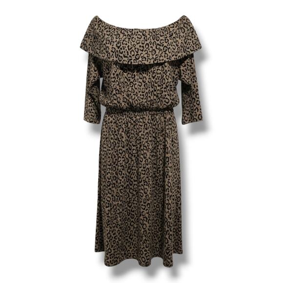 Lane Bryant Leopard Animal Print Off-Shoulder Dress Women’s 14/16 Casual Fit - Picture 1 of 8